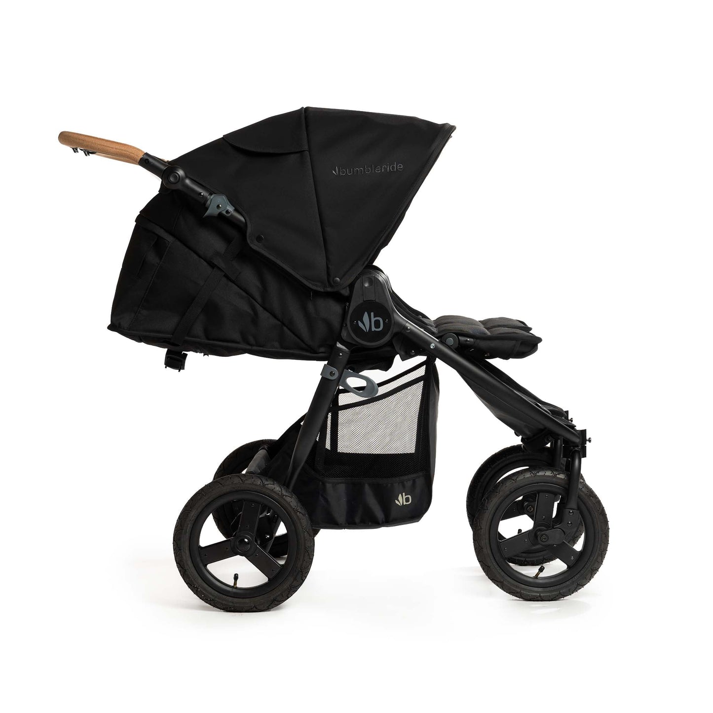 Bumbleride Indie Twin - Black - Profile View - Recline Mode - 2024 Collection