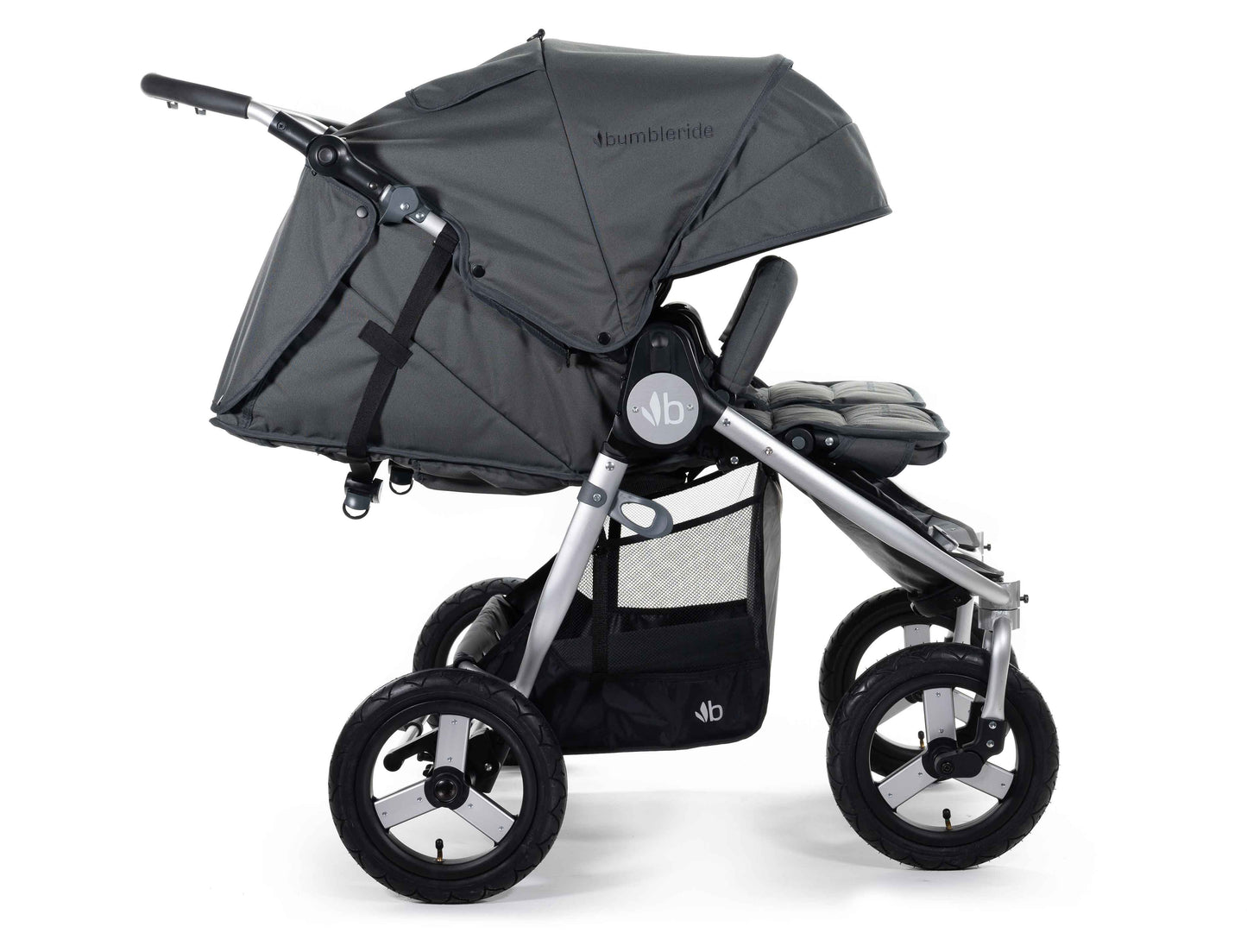2020 Bumbleride Indie Twin Double Stroller in Dawn Grey - Profile