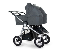 2020 Bumbleride Indie Twin Double Stroller with dual Indie Twin Bassinets in Dawn Grey Attached (fabric removal optional)- Global.